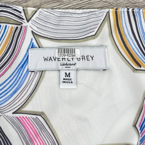 WAVERLY GREY Dress Womens Medium Multicolor Geometric V Neck Blouson - Medium - Picture 2 of 16